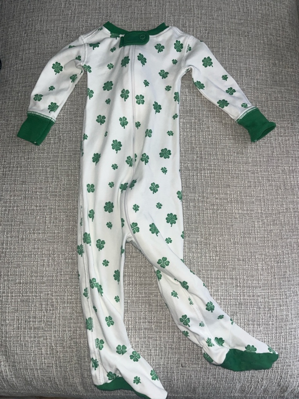 Green Clover Print Baby One-Piece Pajamas